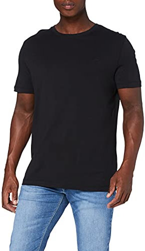 camel active Herren Basic Kurzarm T-Shirt mit Rundhalsausschnitt Schwarz, menswear-5XL