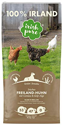 Irish Pure Senior Trockenfutter | 4kg | Freiland-Huhn mit Kelp-Alge & Gemüse | Hoher Fleischanteil | Getreidefrei | Sensitiv | Hundetrockenfutter | Hundefutter für alle Rassen