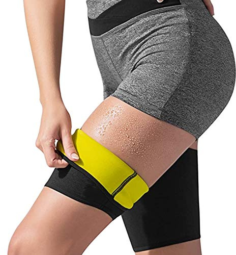 Mangas de compresión para muslos, calcetines de soporte para piernas con sudor, soporte para isquiotibiales, cinturón (L)