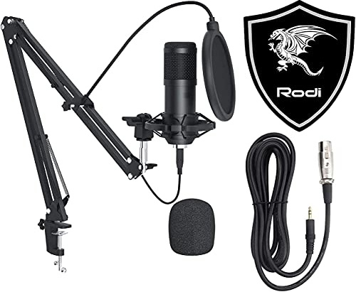 RODI Gaming GTX 522 Plus - Micrófono profesional de condensador con brazo ajustable para música, canto o PC
