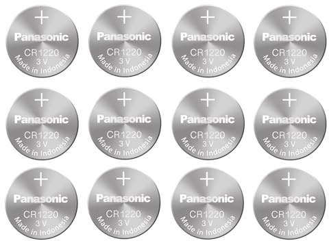 Panasonic CR1220 Pile Batterie a Bottone al Litio 3V Confezione 12 pz (12 Blister Singoli)