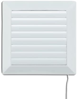 Griglia di ventilazione bianca – 175 mm x 175 mm – con zanzariera/rete anti insetti, tubo condotto da 100 mm e tubo di collegamento e tapparella di tiraggio, copertura di ventilazione.