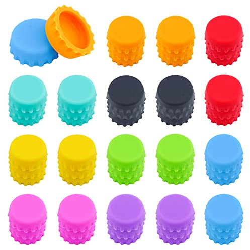 LEEFONE 54 PCS Silicone Rubber Bottle Caps, 9 Colors Reusable Beer Caps for Home Brewing Beer, Soft Drink, Wine Bottle, Beer Bottle, Soda Bottles Kitchen Gadgets