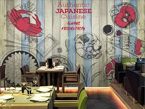 Murales de pared 3D personalizados Papel tapiz Retro Dibujado a mano Comida japonesa Restaurante japonés Fondo de pared 250 cm * 175 cm