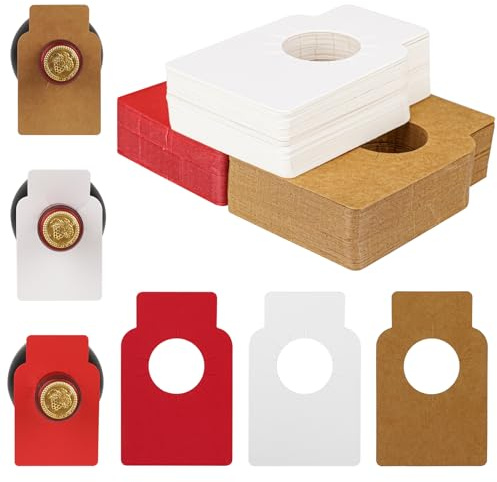 Salbsever 150 etichette di carta per bottiglie di vino, etichette per cantine di 3 colori, pennarelli riutilizzabili da appendere per portabottiglie di vino, etichette rosse su entrambi i lati per