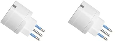A2ZWORLD Adaptador Simple de Schuko 2P+T 10A / 16A a Enchufe Italiano Pequeño 10A, Adaptador de Viaje 250V MAX 1500W (2 Piezas, Blanco)