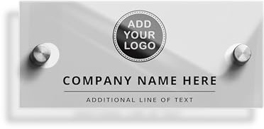 Letrero Acrílico Personalizable para Puerta y Pared | Placa Metacrilato con Logotipo y Texto | Cartel Horario para Oficina, Clínica y Despacho | Señalización Resistente al Exterior (Estilo 1)