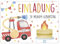 CALLUNA® 12 Einladungskarten zum Kindergeburtstag – Bunte Einladung zur Geburtstagsfeier – Geburtstagseinladungen – Partyeinladungen – Feuerwehr (ohne Versandhüllen)