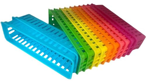 12Pack Stationery Storage Baskets, Classroom Storage Bins - Small Plastic Organizer Crayon Pencil Containers in 6 Colours for School Office