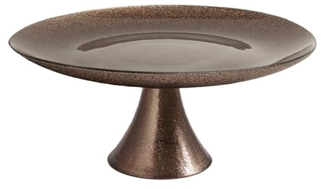 H&H-Regent, Alzatata, per dolci, per pietanze, alzata natalizia, in vetro, effetto glitter, marrone, 28 cm