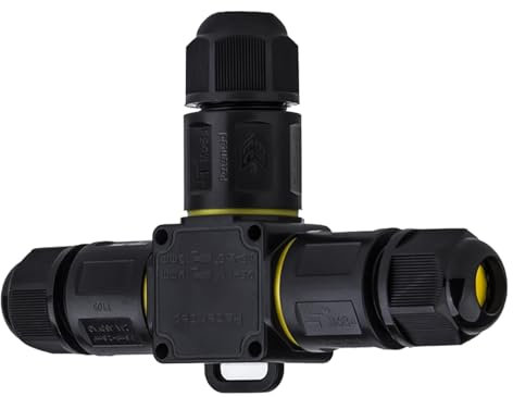 IP68 Junction Box Waterproof 3 Way 3 Pin Electrical Cable Protector Box Connector External Sleeve Coupler Outdoor External Cord Boxes M20 for 4-8mm Wire Range