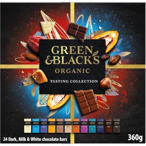 Green & Black's Organic Tasting Collection, Box of 24 Assorted Miniature Chocolate Bars, Perfect for Gifting, 360 g (Pack of 1)