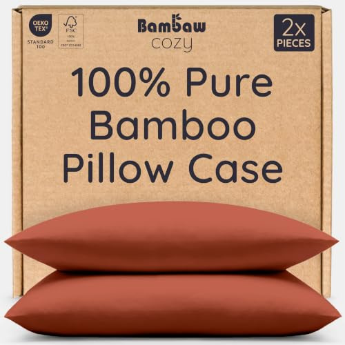 Bambaw Bamboo Pillowcase 50x75 cm, 2 Pack, Temperature Balancing Pillowcases, Hypoallergenic Pillowcases Bamboo with Envelope Closure, Breathable & Cooling Pillow Cases 2 Pack 50x75 cm (Terracotta)