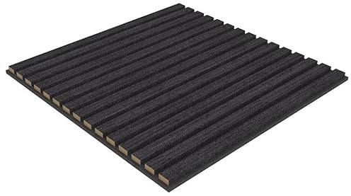WPE® 60x60cm Black Acoustic Wall Panel – Sound Absorbing Wood Slat Panel for Media Walls, Home & Office Decor – Decorative Noise Reduction Acoustic Paneling, Easy Installation [1 PIECE]