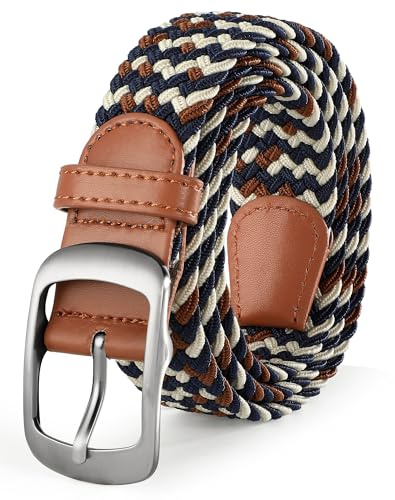 SUOSDEY Elastic Braided Belts for Men Women Golf Stretch Fabric Belt Woven Waist Belts for Jeans Shorts Trousers 1.3 Width