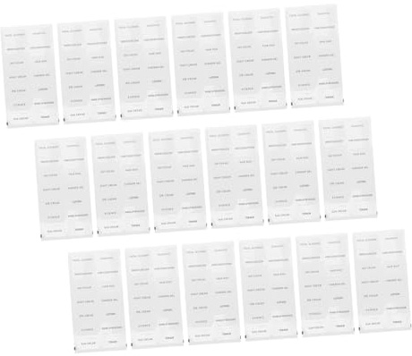 AMUSLESUR 20 Ark PVC Självhäftande Reseetiketter för Badrum Hållbara Flasketiketter för Schampo och Kosmetika att Applicera och Ta Kompatibla med Olika Reseflaskor och Glasflaskor