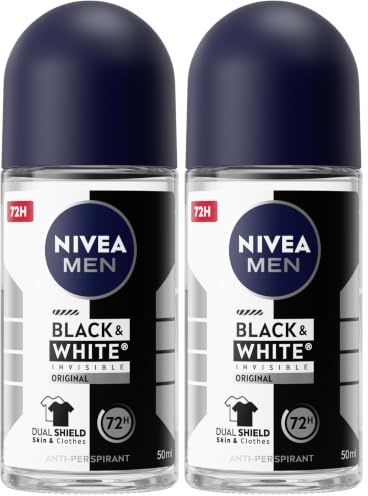 Nivea Men Deodorante Roll-On Invisible Black White - 50 ml (Confezione da 2)