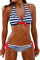 PANOZON Frauen Streifen Badeanzug Split Damen Bademode Set Bikini(XX-Large,Blau Weiss)