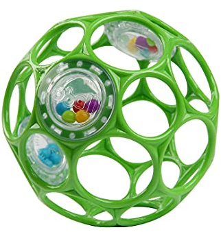 Bright Starts, Oball Rattle, Grün - Flexibles und leicht Greifbares Design, für Kinder jeden Alters