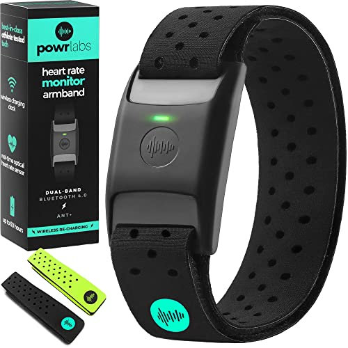 Powr Labs Herzfrequenzmesser Bluetooth Armband - ANT+ Herzfrequenzmesser Armband für das Handgelenk - Armband Herzfrequenz - Kompatibel mit Peloton Polar Wahoo Whoop Strava und Garmin Apps