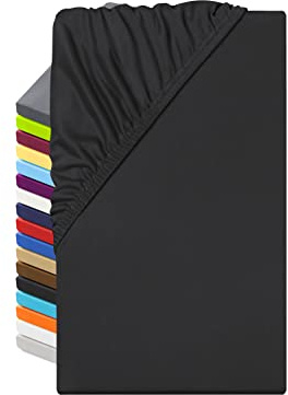 npluseins Microfaser Spannbettlaken – atmungsaktiv und Allergiker geeignet 1519.2192, 180-200 x 200 cm, Schwarz