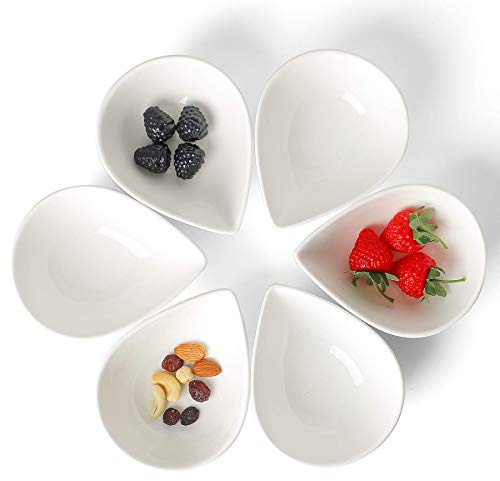 Keponbee Sauce Bowl for Dipping, Cute White Ceramic Dessert Bowl Set of 6 for Side Dish/Soup/Fruits/Nuts, Pudding Cups Baking Creme Brulee, 250ml/pc