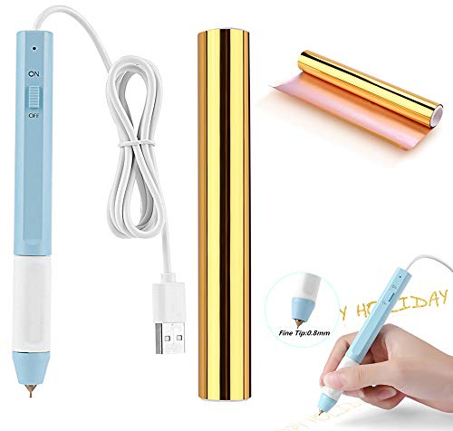 Hot Foil Roon & Hot Beheizte Folienstifte-Set,Folienfeder-Starter,USB-Wärmefolien-Stift für Scrapbooking,Werkzeug-Kits,Goldschimmer,Heißfolienrolle für Kartenherstellung,Basteln,Scrapbooking