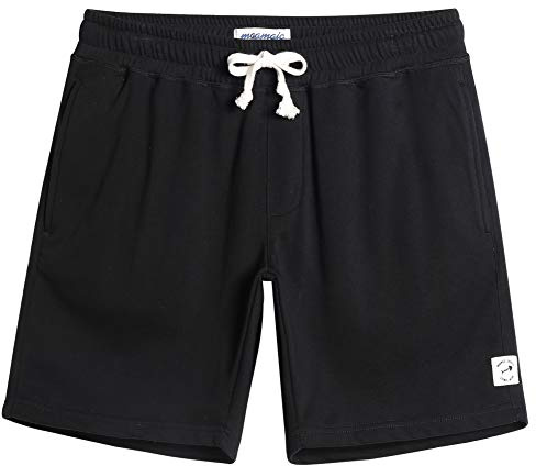 maamgic Mens Sweat Shorts 7 Above Knee Workout Gym Shorts Lounge Shorts with Zipper Pockets Black