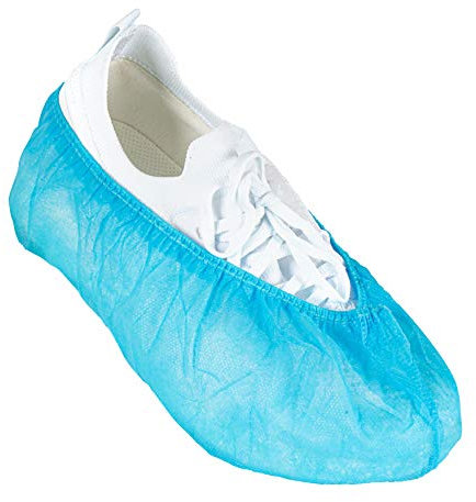 SOFEX Schuhüberzieher 100 Stück, Schuhüberzieher Einweg, Überschuhe, luftdurchlässig, rutschhemmend, medizinische PP Überzieherschuhe mit Sohlenstruktur, blau