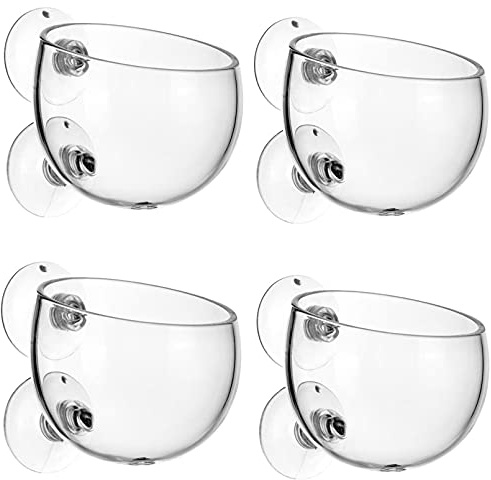 Tfwadmx Aquarium Plant Holder Pot Aquarium Decor Crystal Glass Aquatic Plant Cup with Suction Cups for Fish Tank Aquascape Decoration (4 Pack)