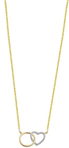 XENOX XS3611G Damen Collier Herz Sterling-Silber 925 Bicolor Gold Zirkonia 45 cm