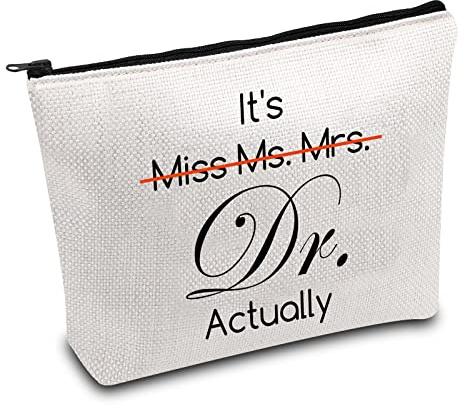PHD Abschlussgeschenk PHD Kandidat Survivor Geschenk Doktorat Abschluss Geschenke It's Miss Mrs Ms Dr Actually Funny New Doctor Kosmetiktasche Make-up Tasche, Es Dr. tatsächlich, L9 W7 H0.39