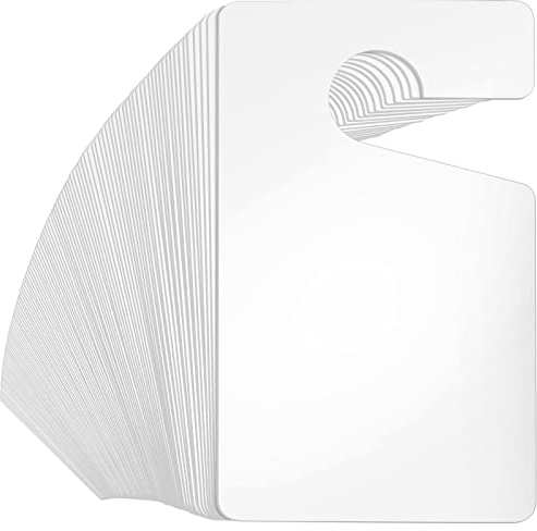 Vicenpal 100 Pack Blank Parking Permit Hang Tag Poly Plastic Parking Placards PVC Hang Tag 3 x 5 Inch for Car Rear View Mirror (White)