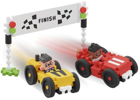 Marioinex Mini Waffle City Race 80 Elemente 2 Figuren - Steckspiel ab 4 Jahre - Waffelbausteine Kinder - Building Blocks for Kids - Konstruktionsspielzeug - Montessori Bausteine