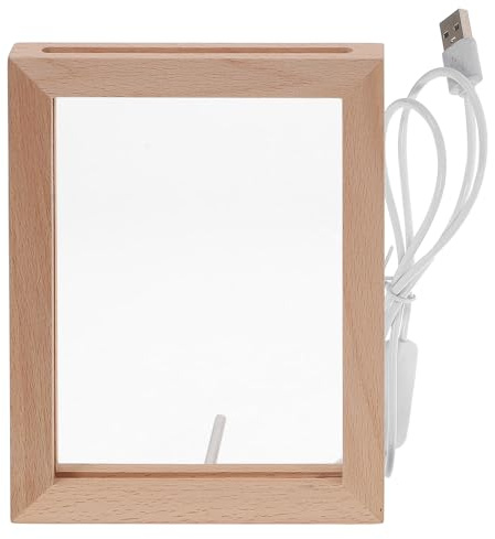 Uonlytech Glowing LED Night Light Wooden Photo Frame