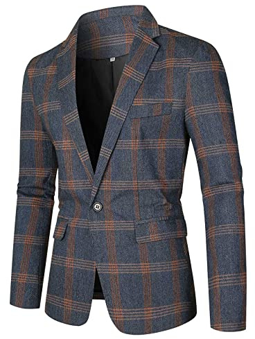 pvucpot Giacca Uomo Casual A Quadri Vestito da Cerimonia Uomo Vestiti Uomo Moda Giacca Uomo Elegante Primaverile Abito da Sposo Uomo Cappotto Uomo Corto Elegante Blazer Uomini Casual Giacche