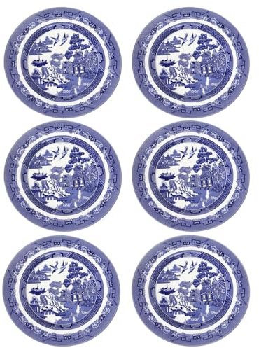 Darthome Set of 6 Blue Willow Dinner Plates 27cm Blue Ceramic Kitchen English Tableware