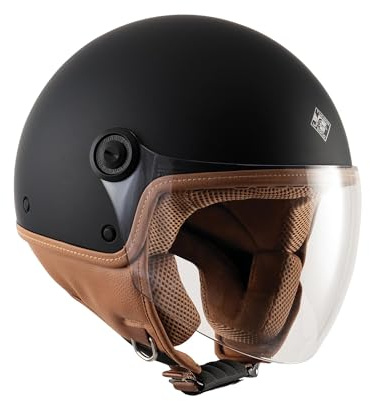 Tucano Urbano El'Jettin 6.0 Demi Jet Casco Moto Poli-carbonato - Small Fit Scooter, XS-M e L-XXL, ETE Inverno, ECE 22.06 Certificato - Nero Opaco Taglia S