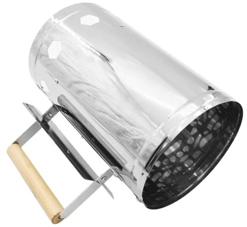 SEWOART Chimenea de Barbacoa con Mango de Madera para Calentar Parrillas de Carbón Herramienta Esencial para Ahumar Y Acampar