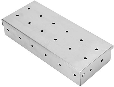 Boîte de Fumage en Acier Inoxydable de Grande capacité pour Barbecue, Boîtes en Bois, Grillades, Fumage de Copeaux avec Couvercle à Charnière, Accessoires de Barbecue, Cuisines,