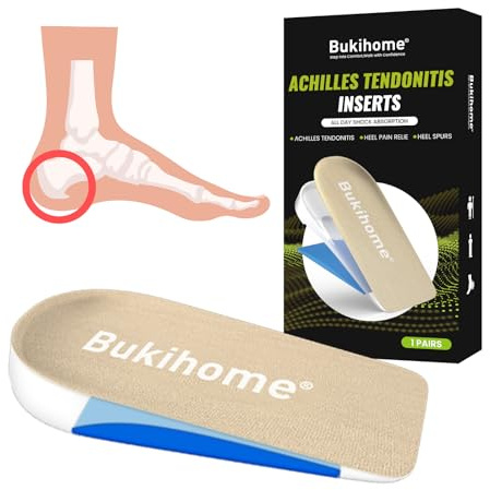 Bukihome Cojines ortopédicos para levantamiento de talón, para aliviar el dolor de talón, tendinitis de Aquiles, fascitis plantar, L