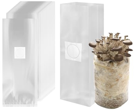 Abiyou Bolsas de Cultivo de Hongos, 50 Piezas, 18 x 35CM, Transparentes, para Hongos y Granos, Indoor y Outdoor