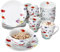 MamboCat Marie Service de petit-déjeuner 18 pièces - Vaisselle en porcelaine avec décor prairie florale pour 6 personnes - 6 assiettes, bols de 400 ml et gobelets de 320 ml pour le petit déjeuner et