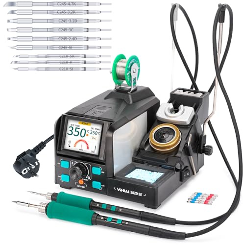 YIHUA 982D SE 200W Mikro-Lötstation mit Präzisions lötkolbenstation, 11 Lötspitzen, bleifreiem Lötzinn und automatischer Temperaturkalibrierungsfunktion (EU-Stecker)