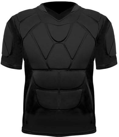 Camiseta de compresión acolchada para hombre, manga corta, secado rápido, protección contra golpes, deportiva, protección completa, camiseta de compresión para fútbol, baloncesto, rugby, hockey sobre