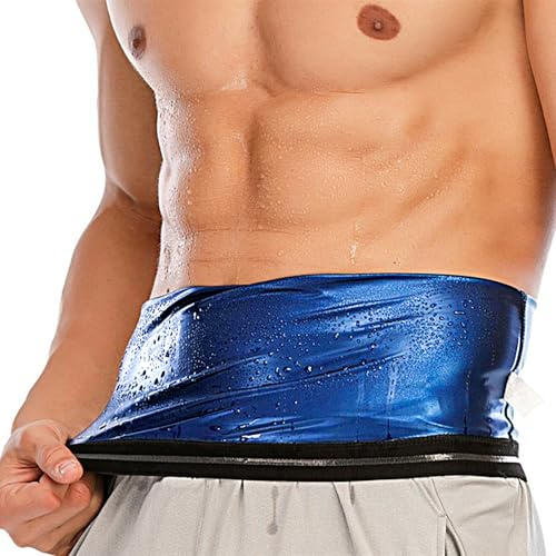 ZukoCert Men's Heat Trapping Waist Trainer & Trimmer, Sauna Sweat Belt to Lose Belly Fat, Workout Shaper for Weight Loss(L/XL) Blue