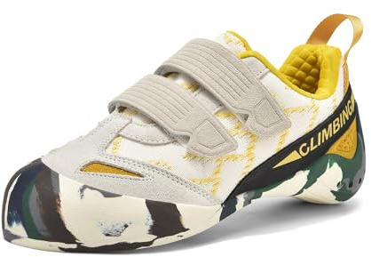 ABXOX Mens Womens Climbing Shoes for Indoor Outdoor Sport Climbing Bouldering Slip-Resistant & Breathable (White, Adult, Men, 8.5, Numeric, US Footwear Size System, Medium)