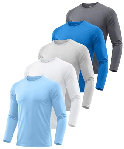 ZITY Rashguard - Pack de 5 camisetas de manga larga para hombre, protección UPF 50+, secado rápido, para surf, natación, correr