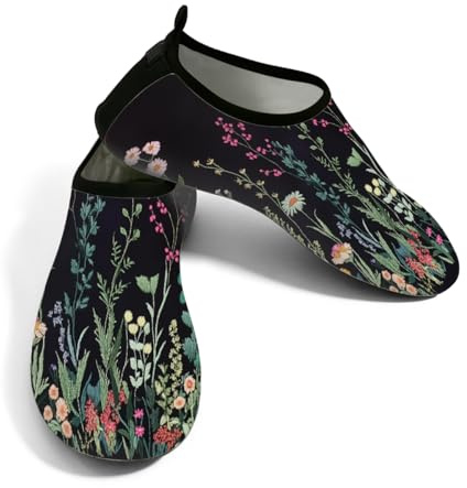 Scarpe da donna per sport acquatici ad asciugatura rapida, da spiaggia, da nuoto, pianta di fiori selvatici, senza lacci, calzini acquatici per escursionismo, surf, yoga, Pianta Fiore di, 42.5/43 EU
