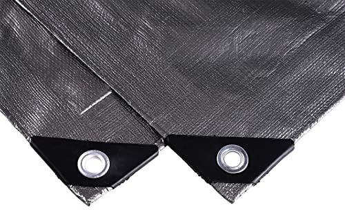 Laneetal Bâche de Protection en Polyéthylène 4x8m 180g/m² PE Bâche Imperméable Ultra Lourde et Résistante Revêtue des Deux côtés avec Oeillets en Aluminium Couverture Étanche pour Jardin，Grau